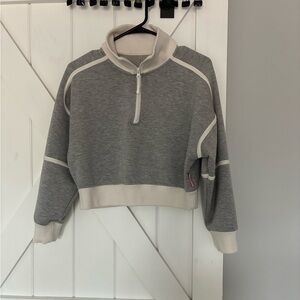 Southern Marsh Gray and Cream Crop Top